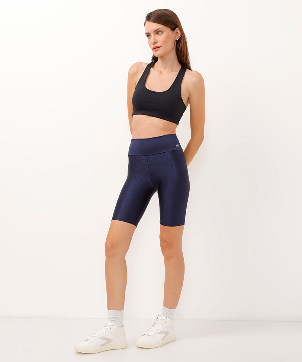 bermuda texturizada esportiva azul