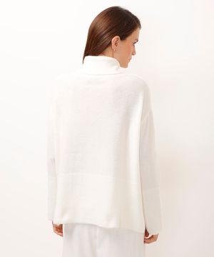 suéter de tricot gola alta off white