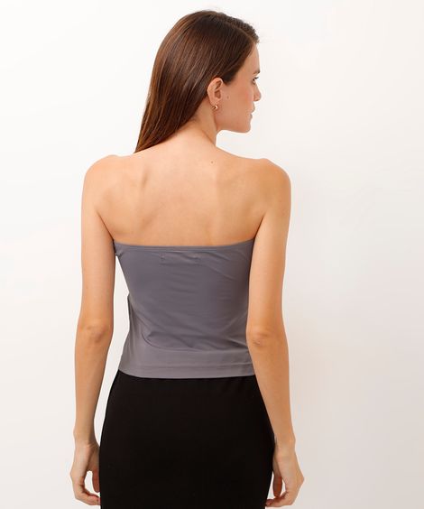 blusa cropped sem alça cinza