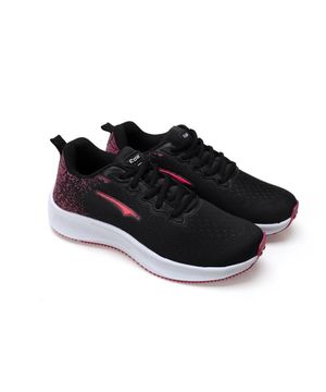 Tênis Feminino Esporte Caminhada Cadarço Antiderrapante Preto/Pink