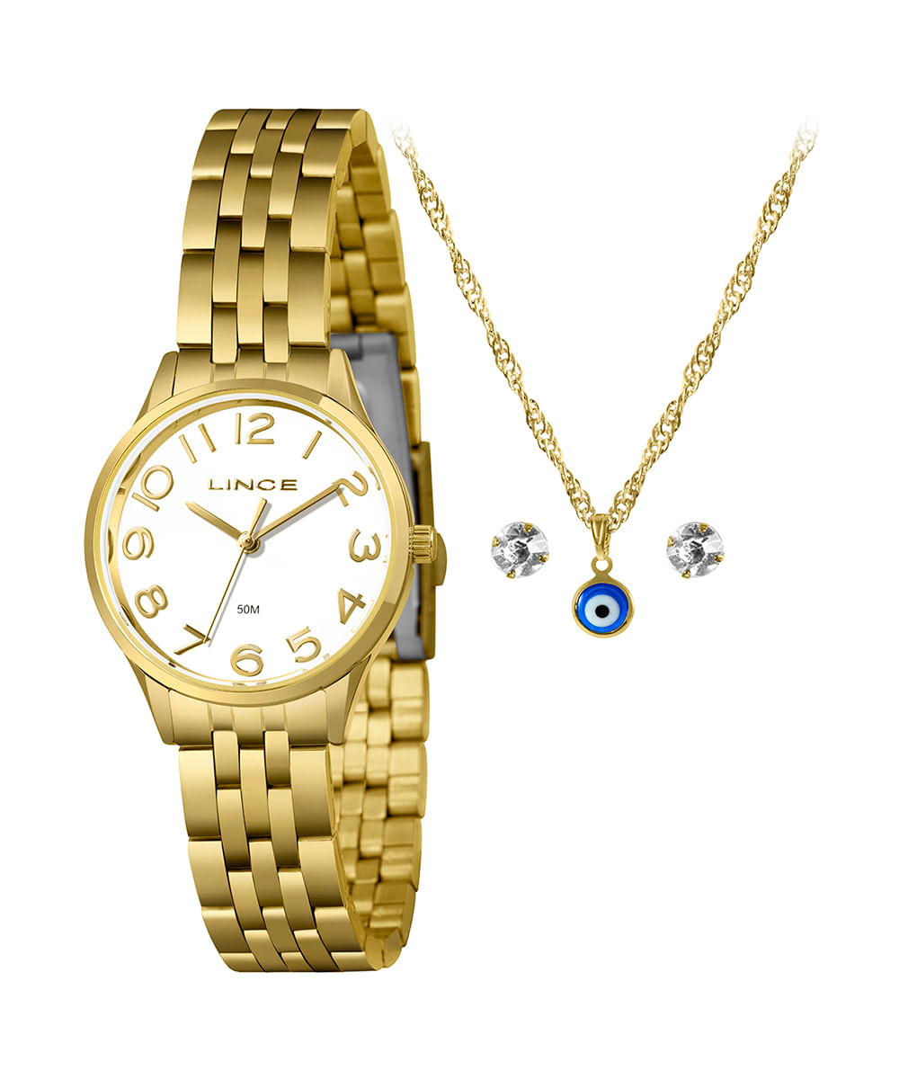 relógio lince analógico LRGH196L30 dourado
