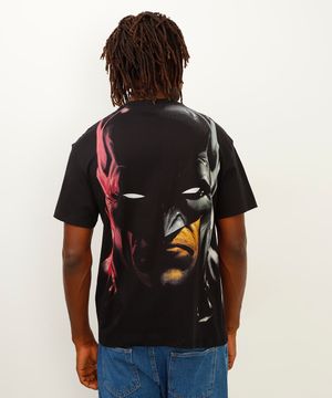 camiseta de algodão relaxed batman preta