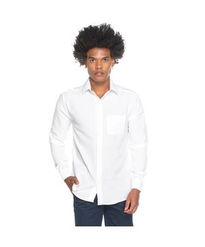 Camisa Social Masculina Manga Longa Lisa Botões Kit 3 Branco/Preto P