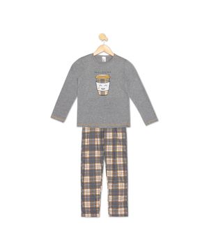 Pijama Longo Infantil Menino Estampa Xadrez Coleção Macchiato Luna Cuore