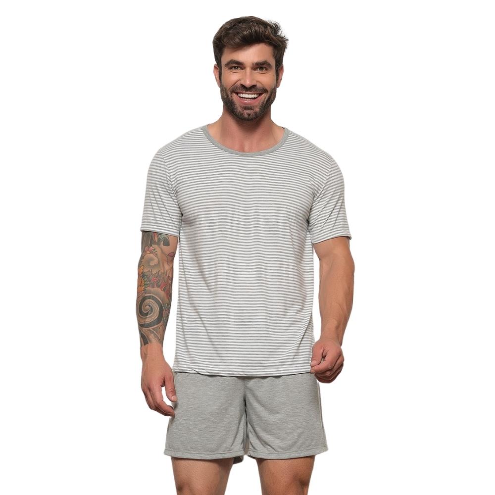 Pijama Masculino Manga Curta Estampa Listrada Luna Cuore Menor preço em Pijama Masculino Manga Curta Estampa Listrada Luna Cuore