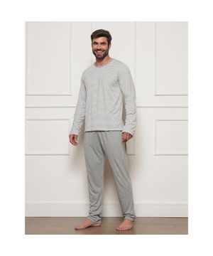 Pijama Longo Masculino de Inverno Listrado Luna Cuore