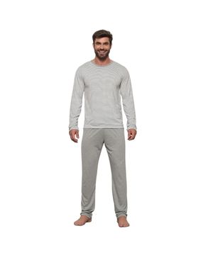 Pijama Longo Masculino de Inverno Listrado Luna Cuore