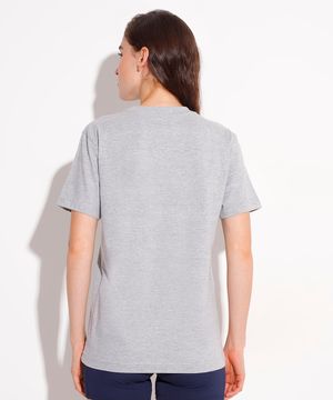 camiseta de algodão bordada mindset sport cinza