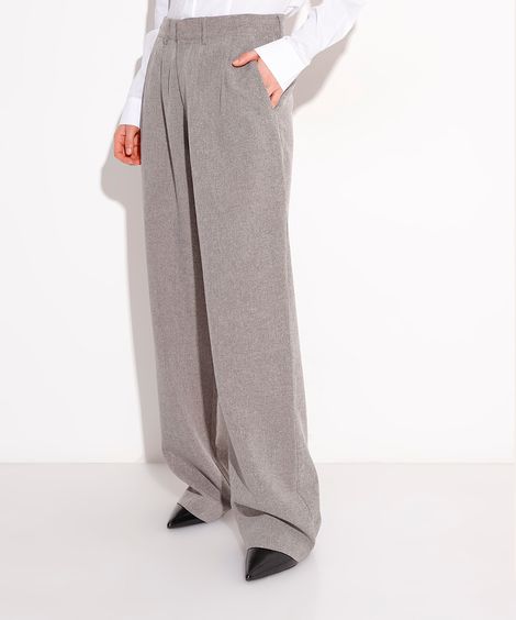 calça de alfaiataria com pregas mindset cinza