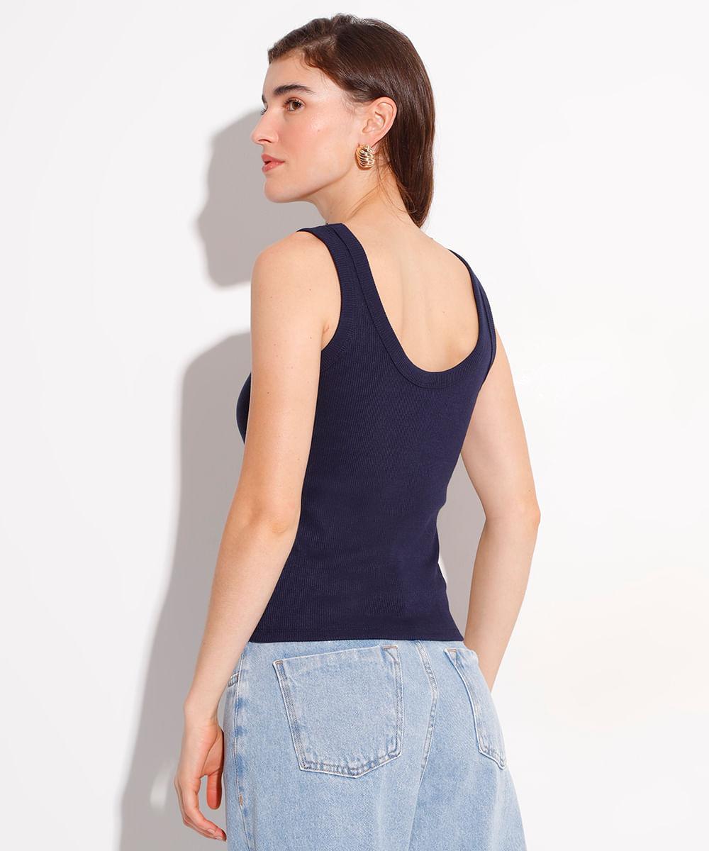 regata canelada mindset azul marinho