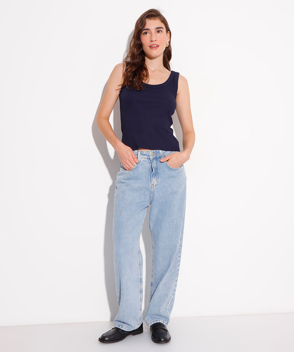 regata canelada mindset azul marinho