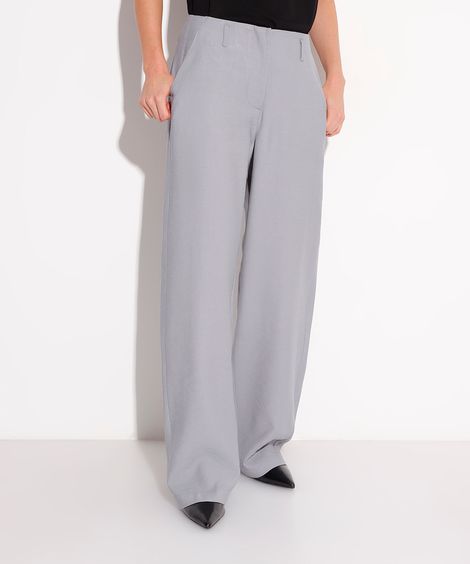 calça de alfaiataria reta mindset cinza