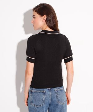 blusa polo de tricot manga curta mindset preto