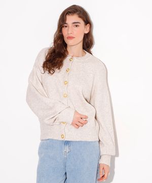 cardigan de tricot canelado mindset bege