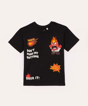 camiseta de algodão infantil divertida mente preta