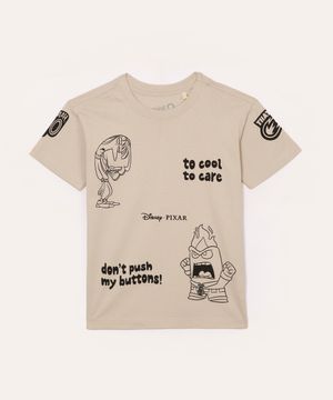 camiseta de algodão infantil divertida mente bege