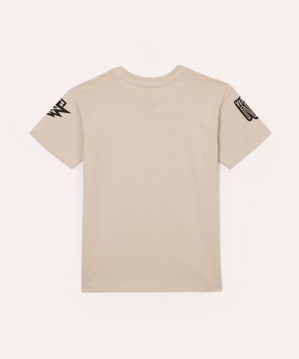 camiseta de algodão infantil divertida mente bege