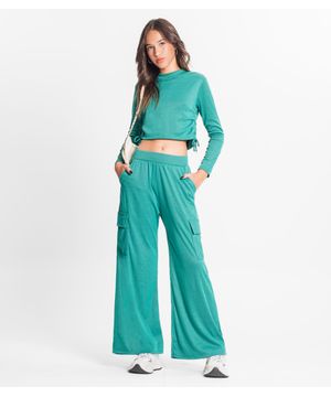 Conjunto Juvenil Feminino Blusão Com Calça Minty Verde