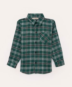 camisa de flanela infantil xadrez verde