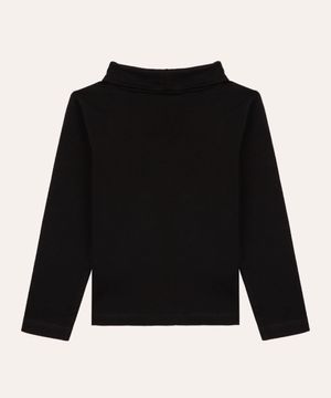 blusa básica de algodão infantil gola alta preta
