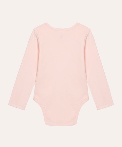 body de algodão infantil manga longa rosa