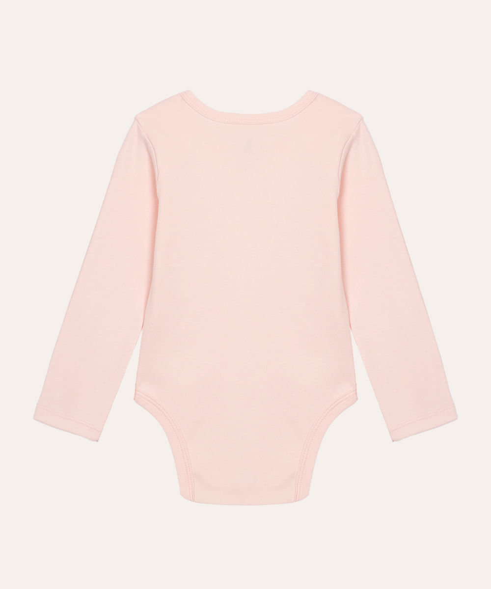 body de algodão infantil manga longa rosa