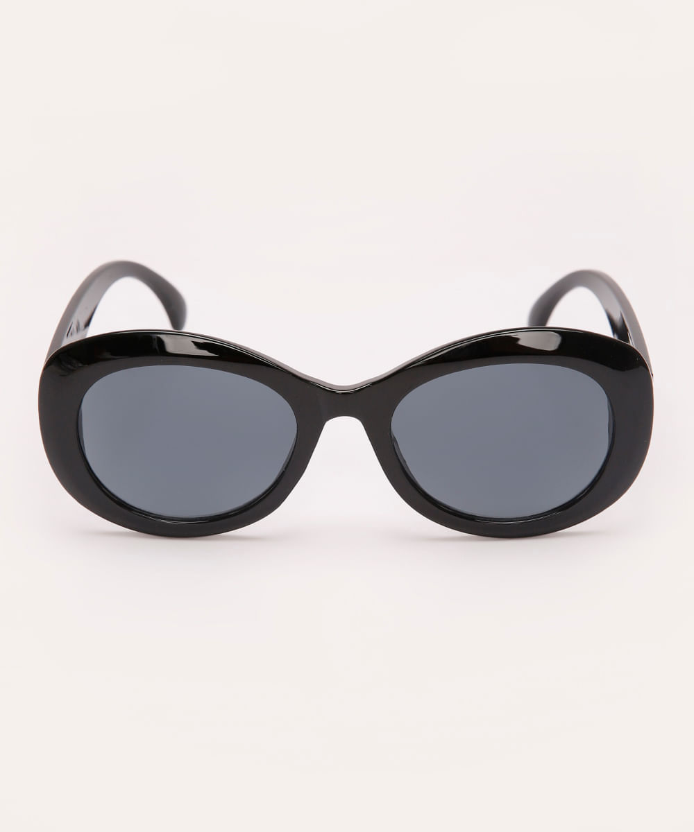 óculos de sol oval preto