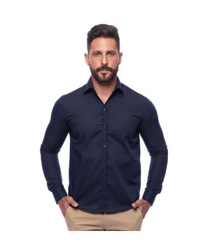 Camisa Social Masculina Slim Manga Longa Lisa Não Amassa