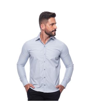 Camisa Social Masculina Slim Manga Longa Lisa Não Amassa