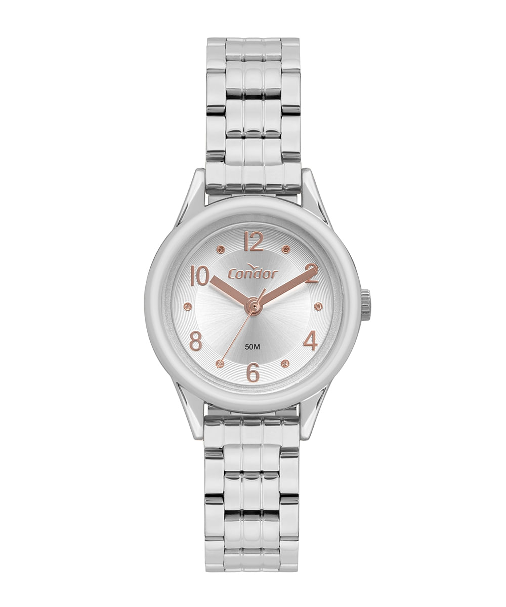 relógio analógico condor CO2035NAR prateado