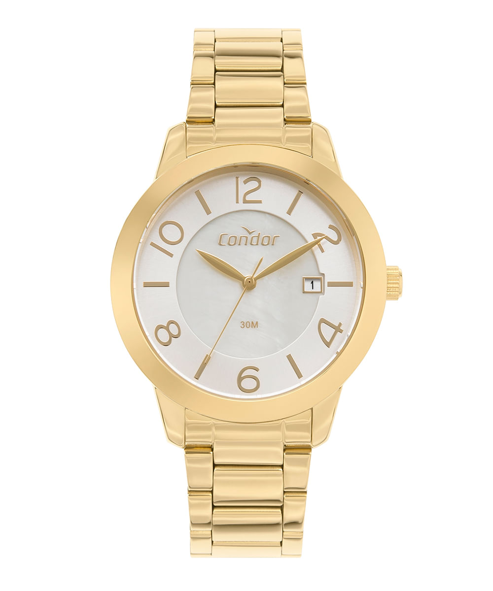 relógio analógico condor CO2117AE dourado