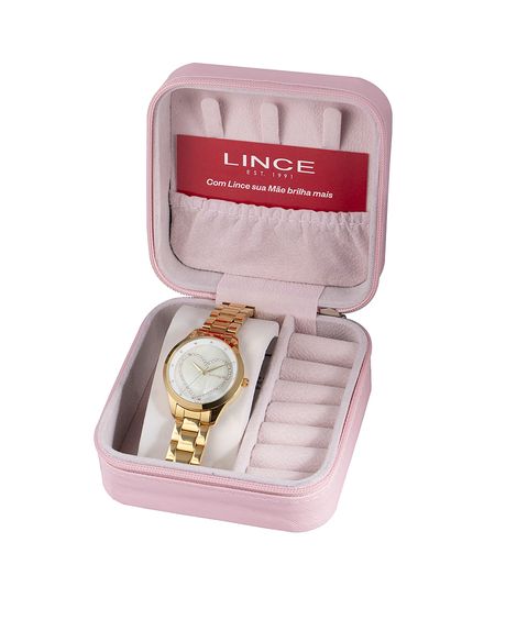 relógio analógico lince LRG4557L dourado