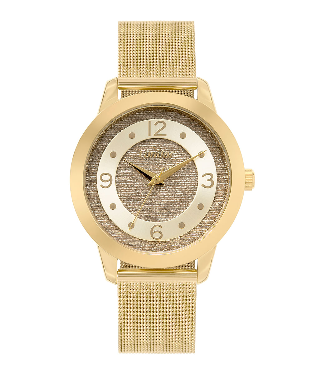 relógio analógico condor CO2039MUC dourado