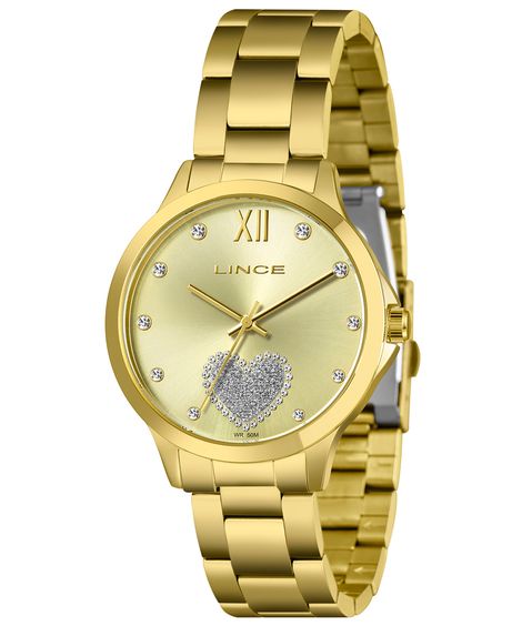 relógio analógico lince LRG4808L40 dourado