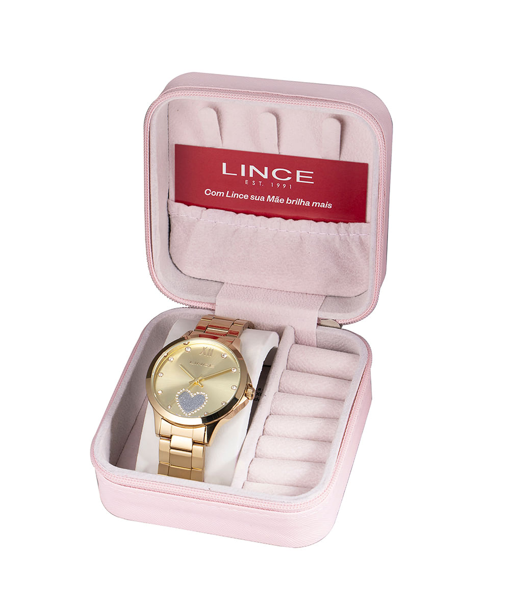 relógio analógico lince LRG4808L40 dourado