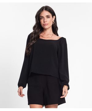 Blusa Feminina Manga 7/8 Rovitex Preto