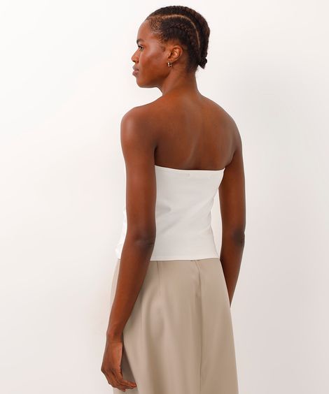blusa decote reto sem alça com zíper off white
