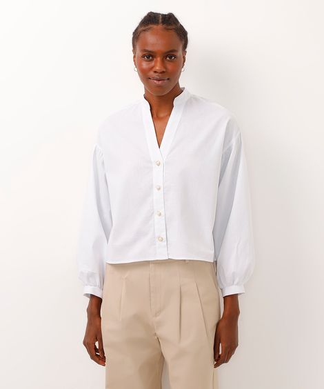 camisa de algodão mangas bufantes off white