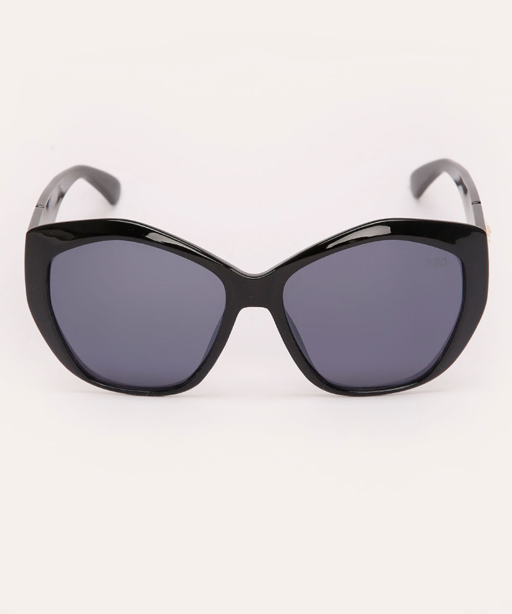 óculos de sol oval preto