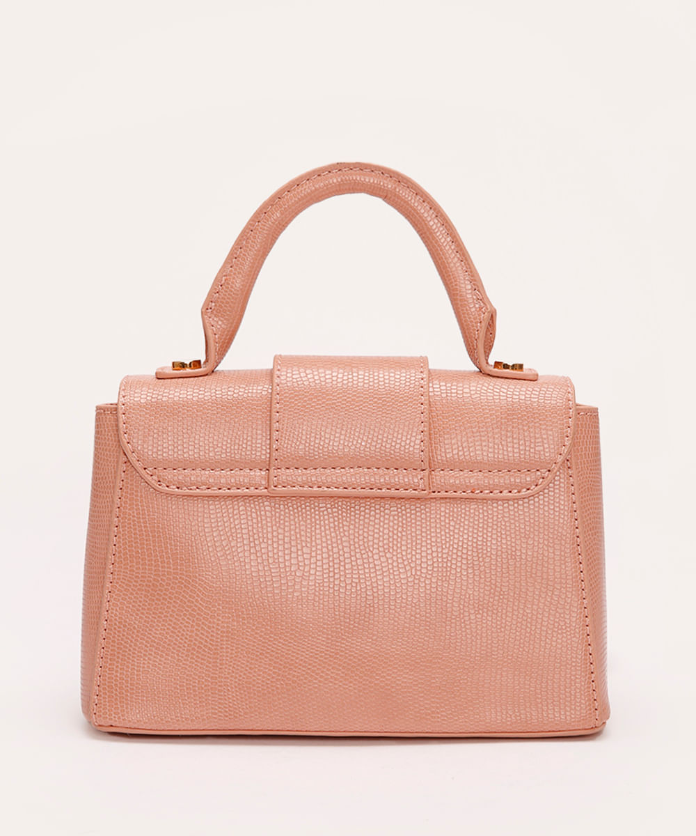 bolsa crossbody com corrente rosa