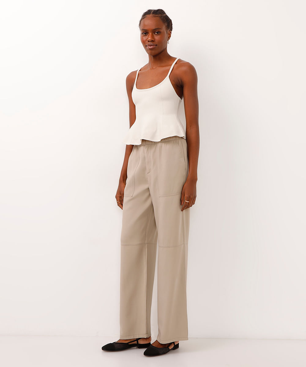 regata de tricot peplum off white