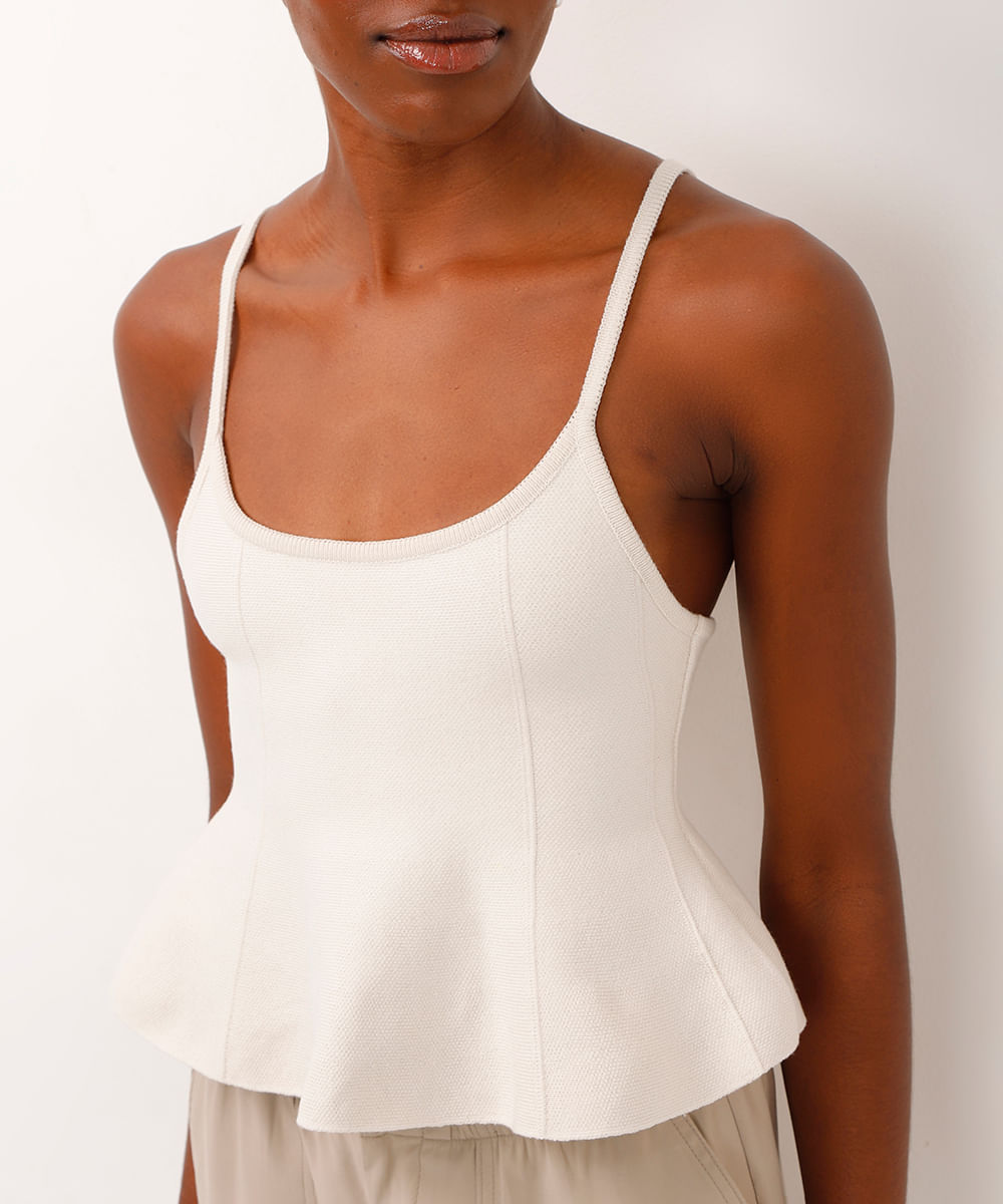 regata de tricot peplum off white
