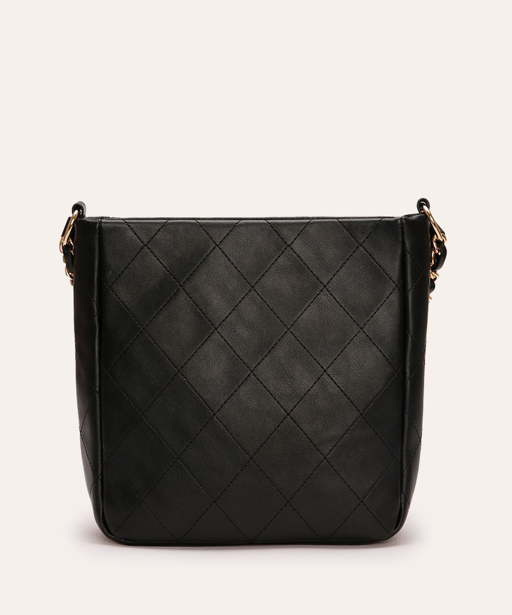 bolsa shoulder matelassê com corrente preta