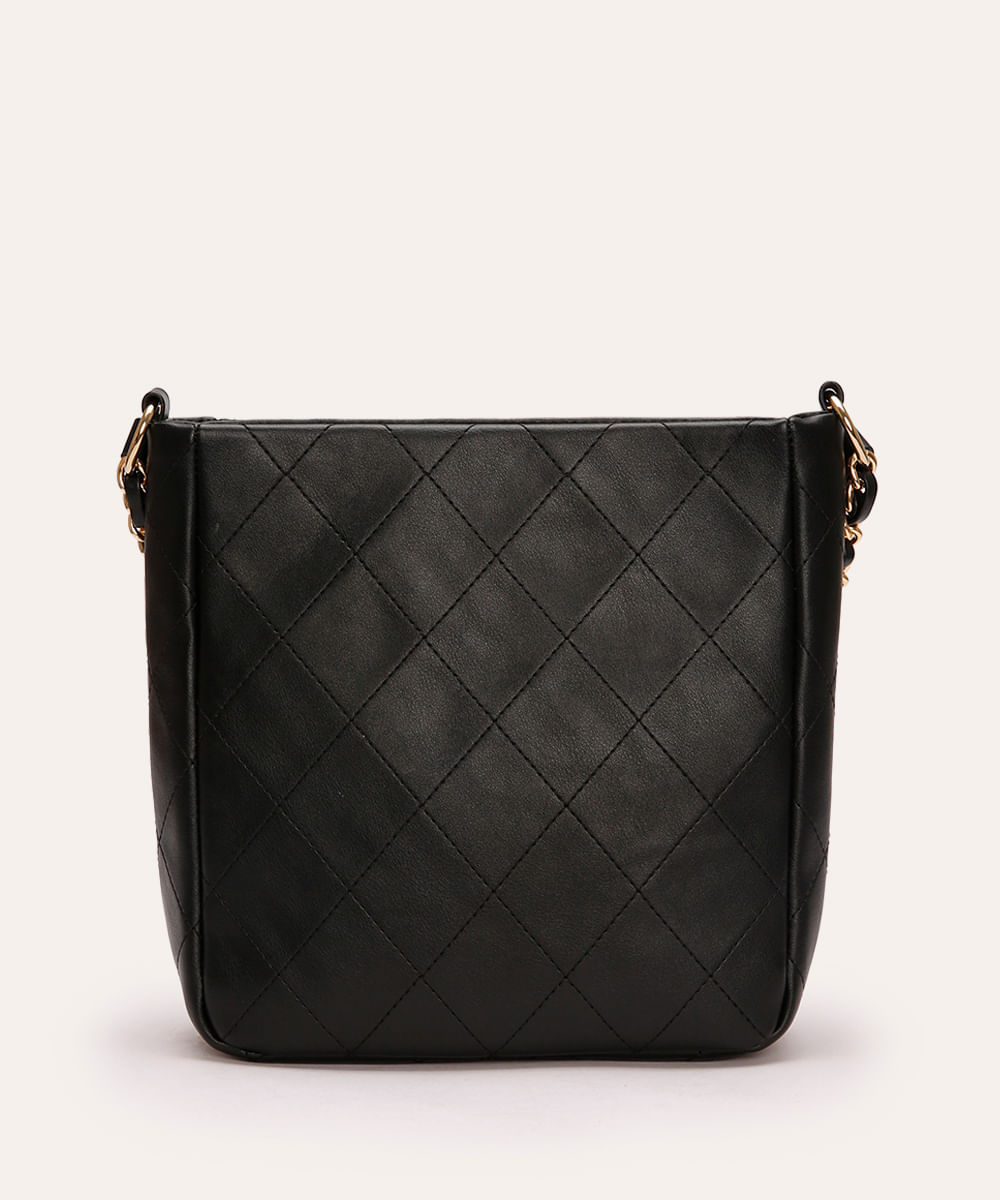 bolsa shoulder matelassê com corrente preta