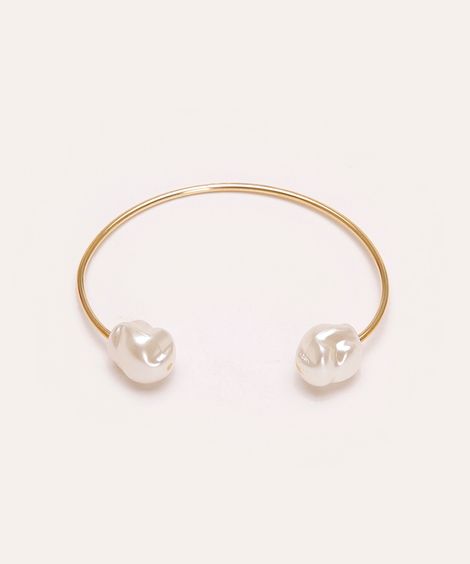 bracelete com pérola dourado