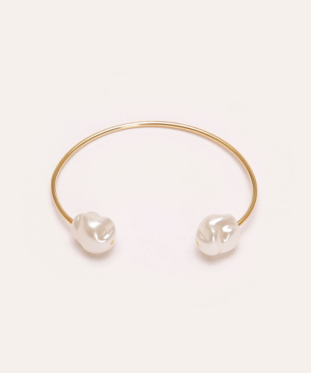 bracelete com pérola dourado