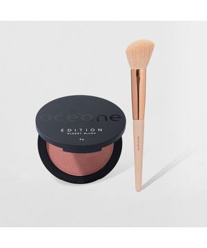 Kit Blush Cintilante Rose Pink Edition + Pincel de Maquiagem Ocn5 (2 Produtos)