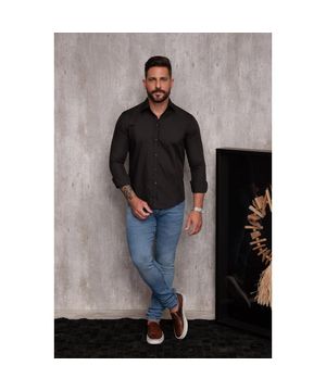 Kit Camisa Social Masculina Manga Longa Slim 2 Peças