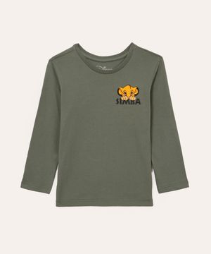 camiseta de algodão infantil simba manga longa verde