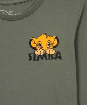 camiseta de algodão infantil simba manga longa verde